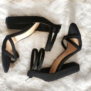Black Strappy Chunky Heel